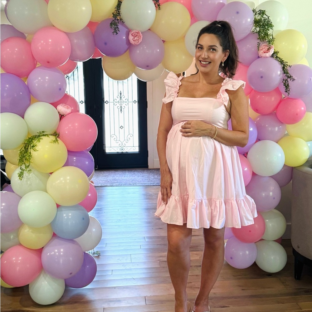 Maternity Club L London Pink Ruffle Mini Dress - Picture 6 of 6